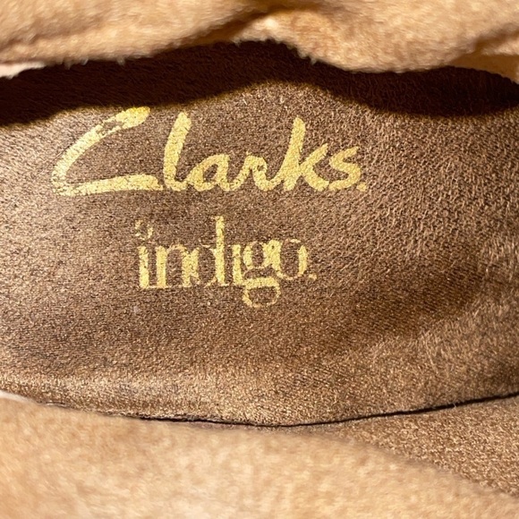 Clarks Indigo Women's Boots Size 8M Brown Leather Upper Pull On Block Heel Ankle - Picture 10 of 11